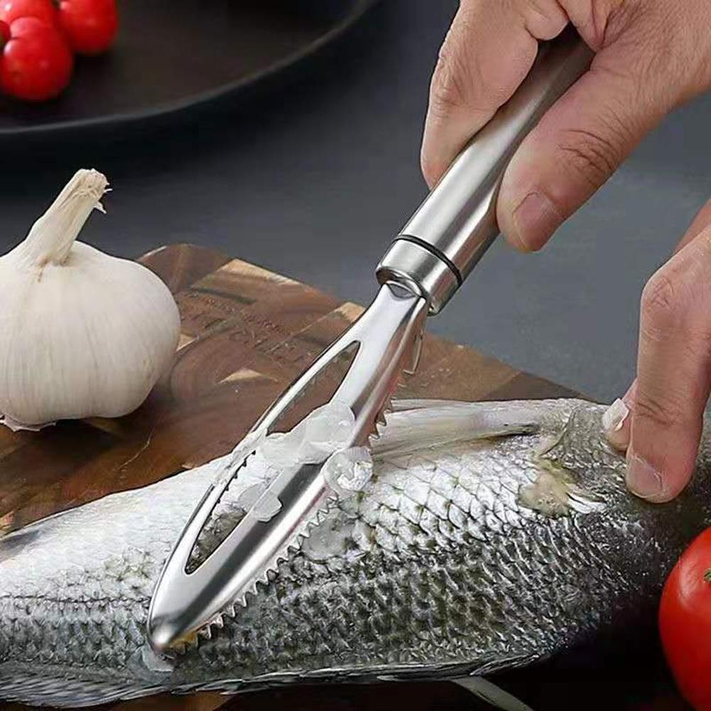 Stainless Descaler Fish Scaler Fish Cleaning Olive Shape Design Integrated Construction Scale-discharge Opening