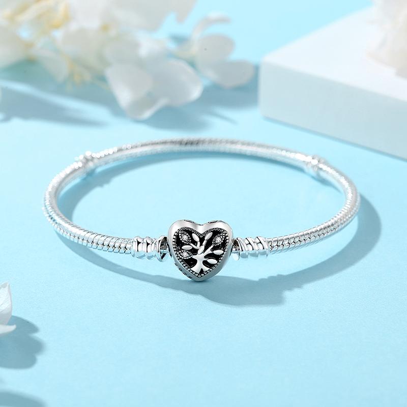 Bangles Original Love Heart Clasp Charms Beads Snake Chain Luxury DIY Jewelry For Women Gift