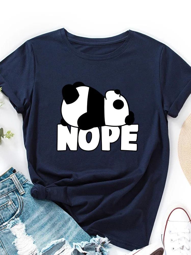 Cute Nope Panda Print T Shirt WoUnisex Short Sleeve O Neck Loose Tshirt Summer WoUnisex Causal Tee Shirt Tops Camisetas Mujer