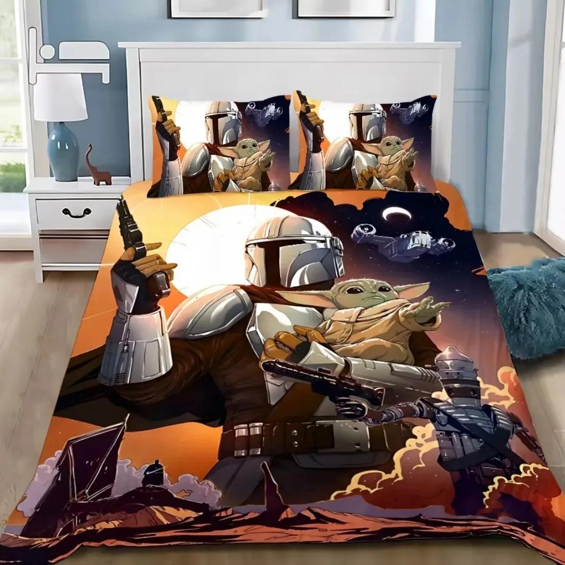 

Мультяшный 3D Постельный комплект S-Stars Wars 3D Печать Пододеяльник Наволочка Квин Кинг Покрывало подходит для детей и взрослых EU Twin(135x200cm)
