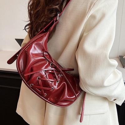 Pleated Underarm Bag, Spring Ballet-style Bow Tie Strap Women's Bag, Single-shoulder Bag, Texture Dumpling Bag