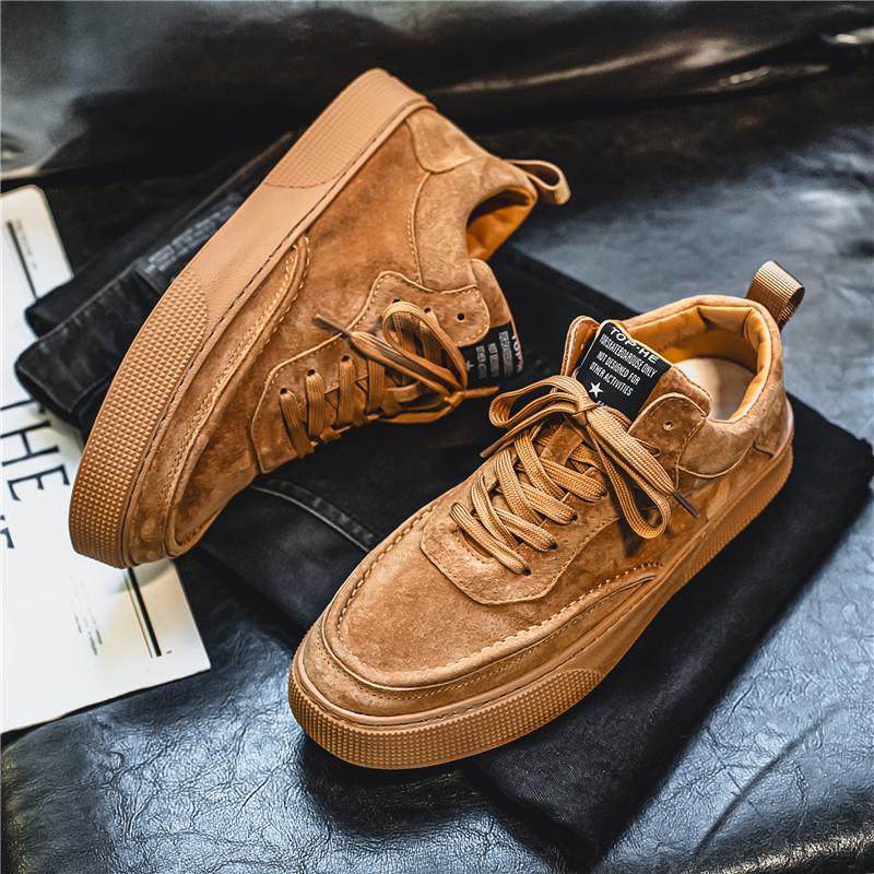 Fashion Vintage Men's Low Help Shoes Fashion Spring Autumn New Lace Up Platform Sneakers Comfortable Height Increase Casual Board Shoes