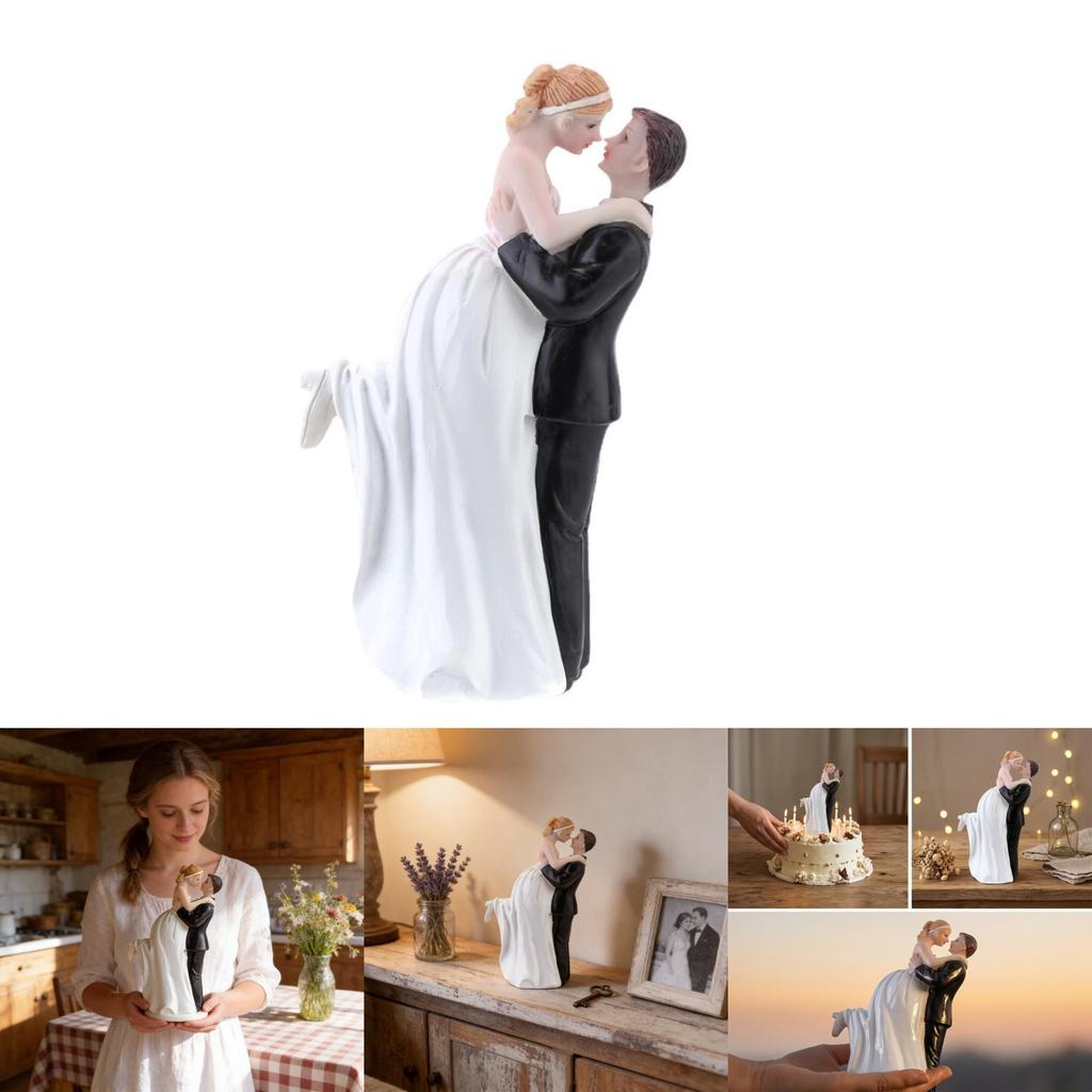 Western Style Cake Topper With Resin Bride And Groom Figures For Wedding Party Decor
