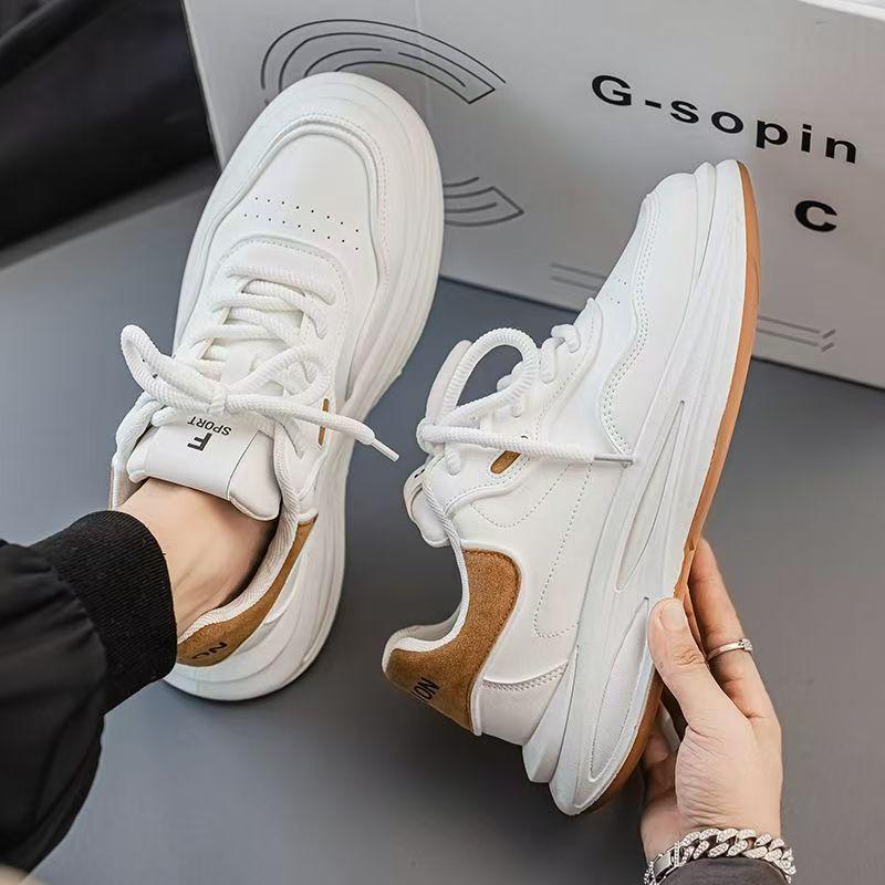 Men's Shoes New Spring Light White Shoes Board Shoes Trendy Versatile Fashionable and Breathable Teenager Niche Trendy Shoes
