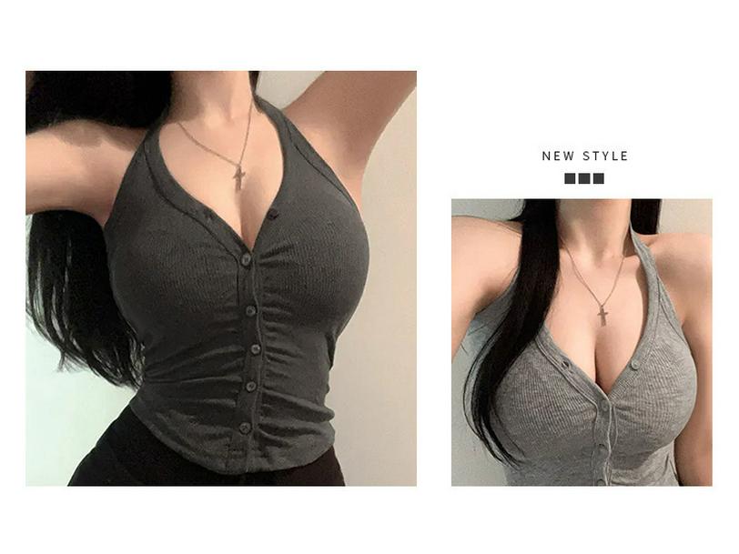 Korean Dongdaemun Slimming Sexy Halter Tank Top for Women