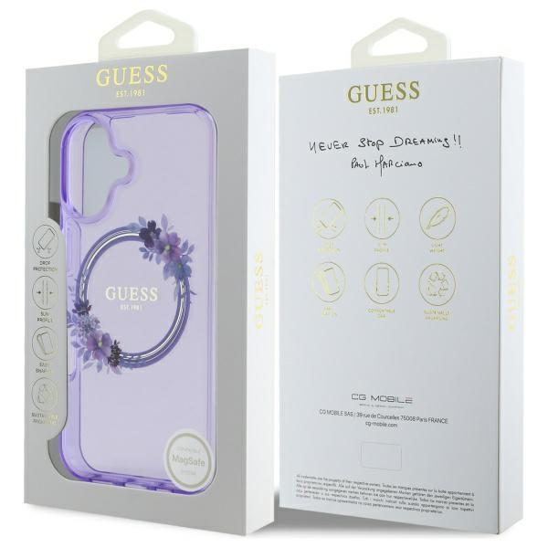 Guess Guhmp16Shfwfcu Iphone 166.1 Fioletowy/Purple Hardcase Iml Flowers Wreath Magsafe