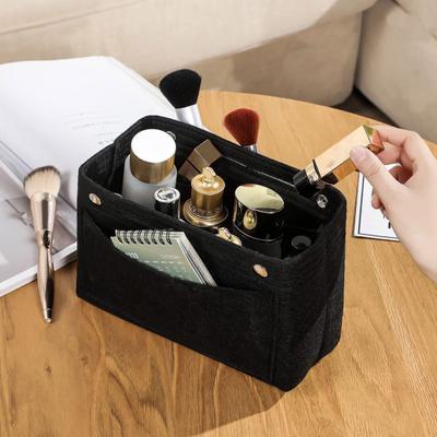 Bolsa feminina para inserir bolsa com vários bolsos, bolsa portátil de grande capacidade, organizadora de maquiagem, bolso para inserir bolsa de compras, ombro para deslocamento