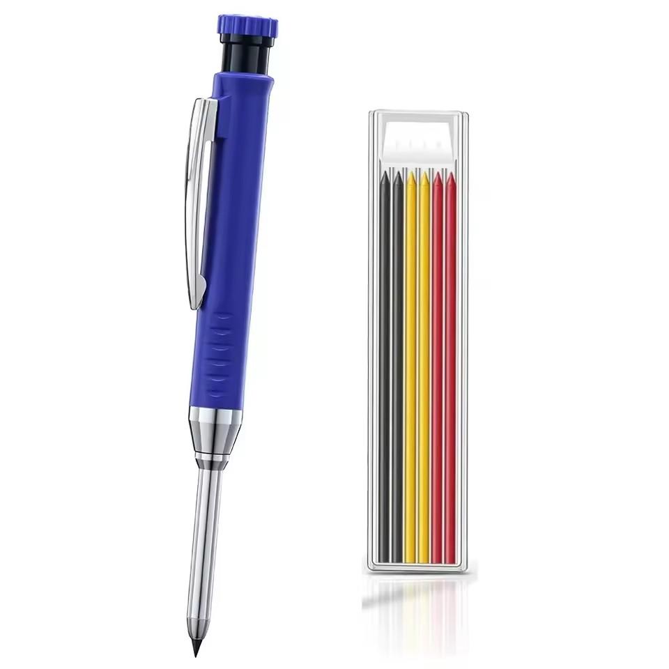 2.8mm Mechanical Pencil Built-in Sharpener Deep Hole Marking Solid Carpenter Pencil Metal Long Head Woodworking Deep-hole Marker