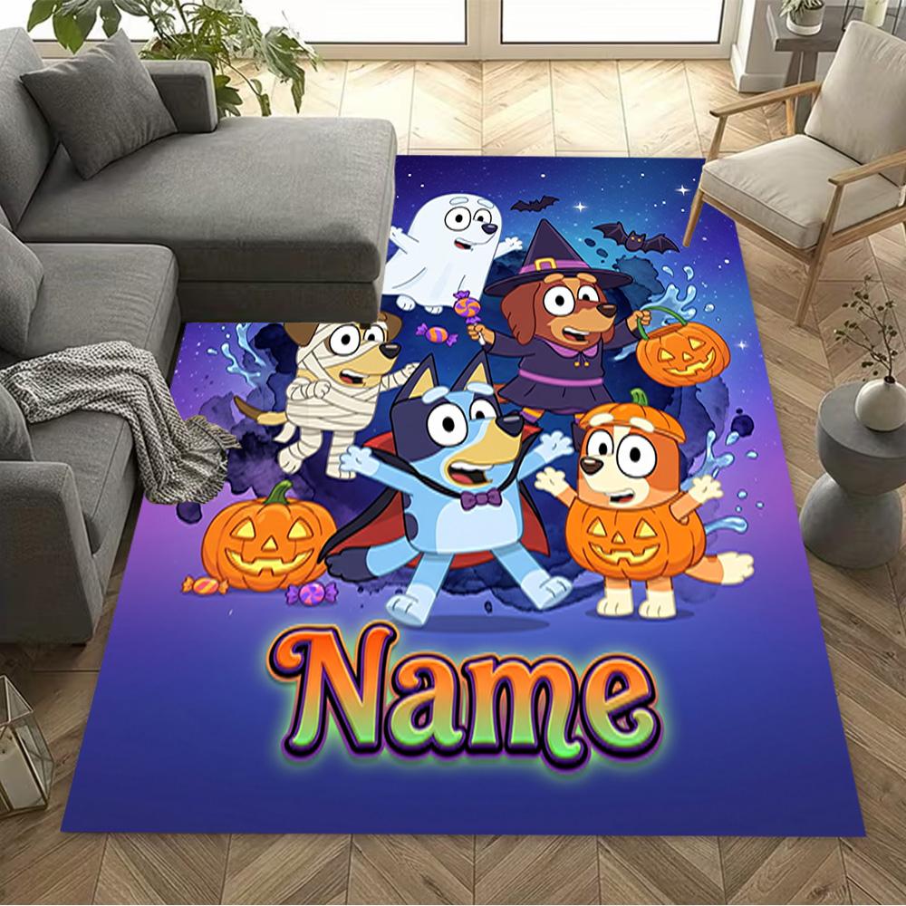Halloween Night Adventure Customizable Name Floor Mat Design for Outdoor Hallway Kitchen Game Room Anti-slip Rug Office Home Decor Gift for Festivals