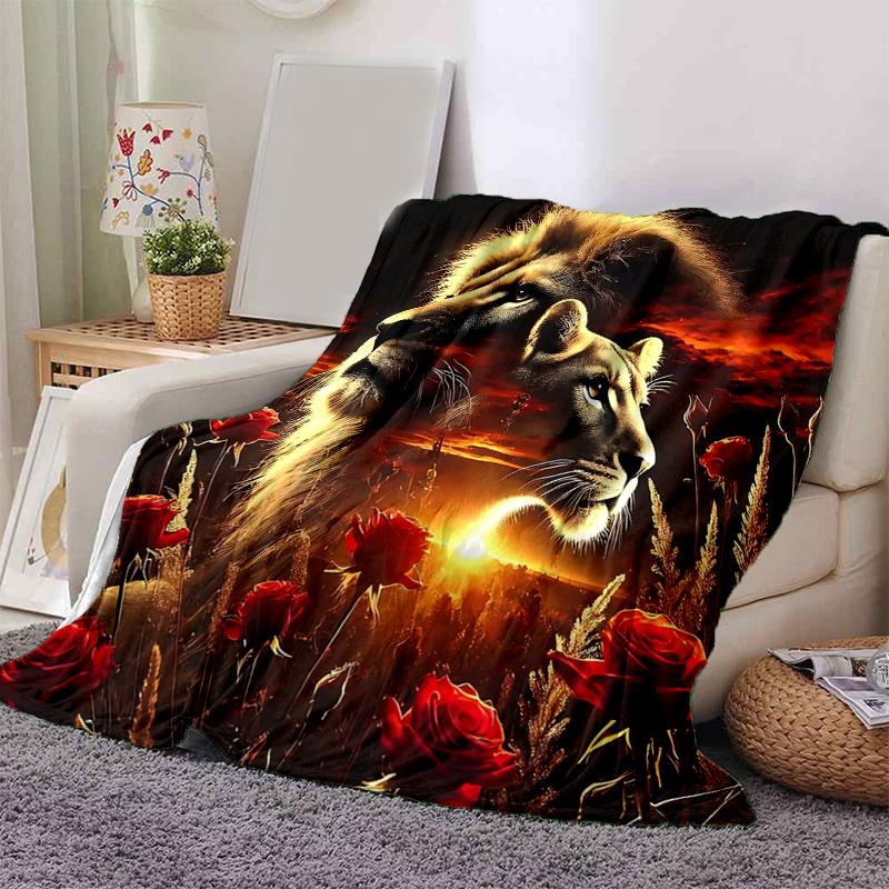 

1pc Lion s Crown Amidst Celestial Flames Blanket Seasonal Universal Home Decorative Throw, Living Room, Travel .K059 80x120cm