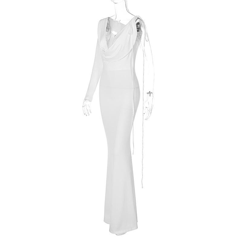 Dámské elegantní róby jednobarevné Party Club Sexy stahovací šaty s dlouhými šaty bez zad