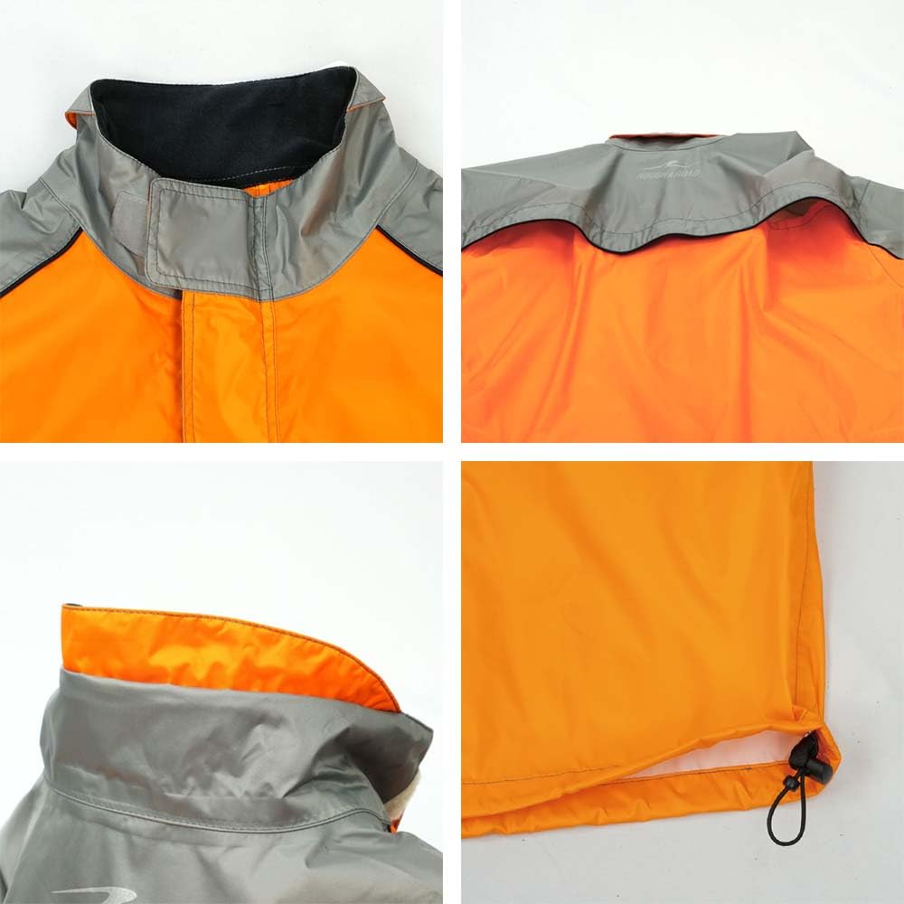 ROUGH&ROAD Dualtex Compact Rain Suit (Top and Bottom Set) Motorcycle Accessories RR7815ORB4 Orange BLL Wide Size