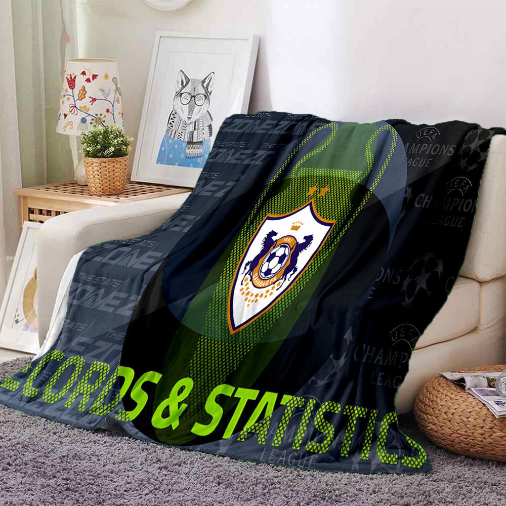 Soccer Team Qarabag Design Flannel Blanket, Soft Polyester, Modern Design, All-Season for Camping, Travel, Gifts for holidays or birthdays