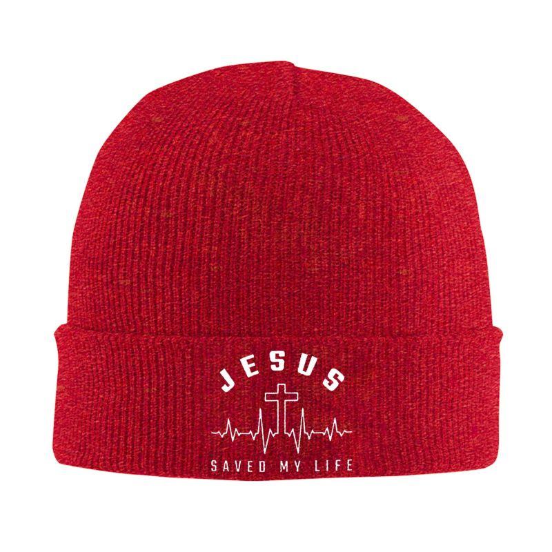 Jesus Cross Beanie Hats Skullies Beanies Jesus Saved My Life Knitted Hat Unisex Warm Soft Caps Autumn Winter Trendy Bonnet Hats