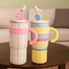 1200ml Thermos Water Bottle Stainless Steel Drinking Straw Cup Kawaii Thermos Cup  Travel