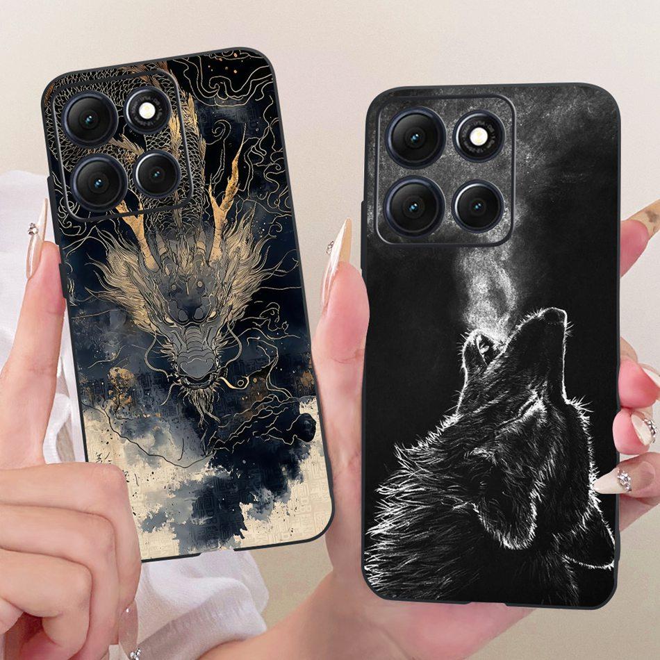 For Motorola Moto G86 Power Cool Dragon Tiger Pattern Phone Case For Moto G86 G86Power Black Silicone Soft Covers Bumpers