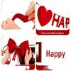 Elegant Wedding Bedroom Decoration Set: High-End Double Happiness Wall Décor with Flowers.
