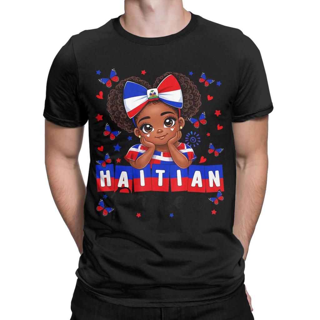 Haiti Flag Day Coquette Pride Classic Funny 100% Cotton T-Shirt Tops Tees For Men