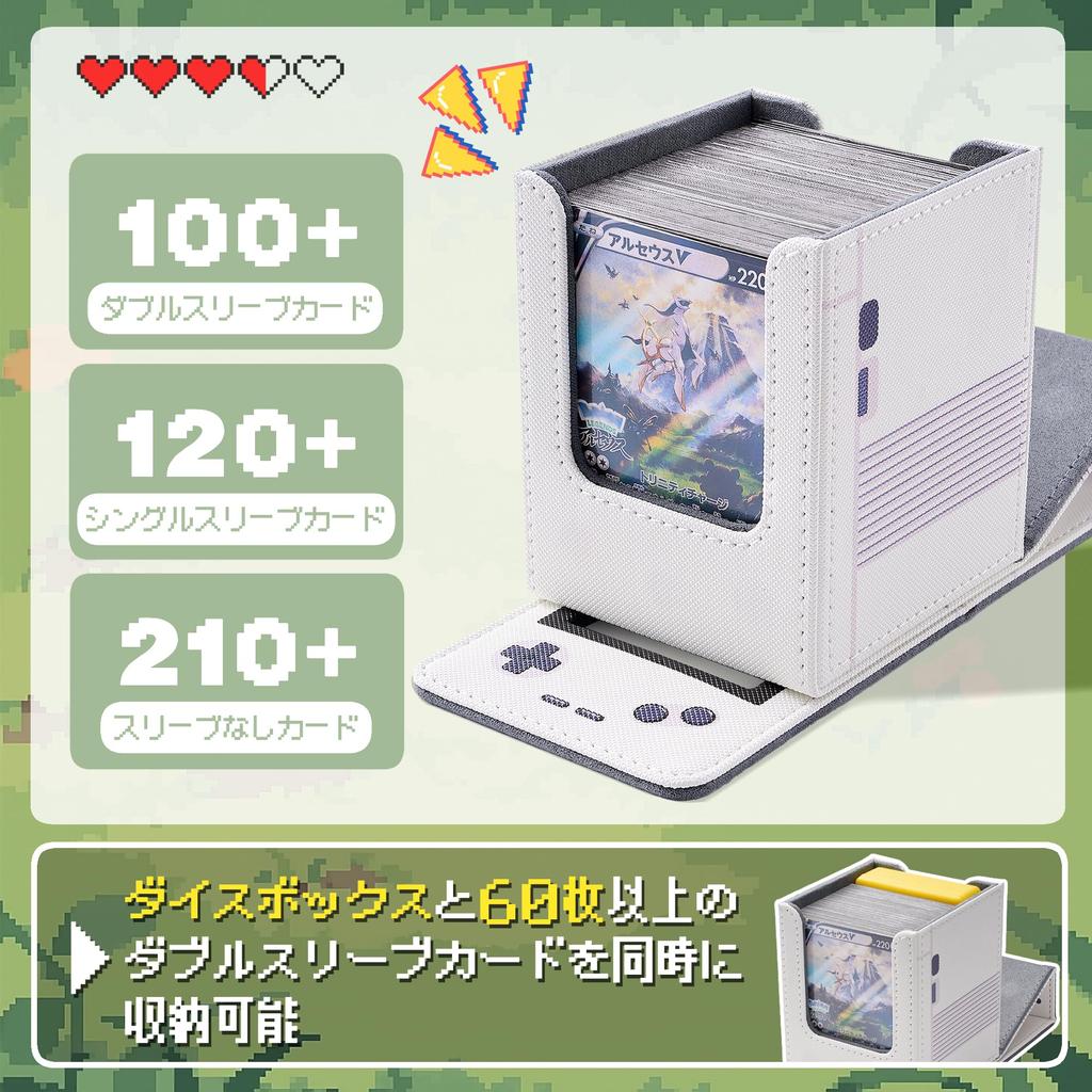 Deck Trading Card Case with Oshi Holds 100 Game Console Sleeve Vertical Two Cute Case, Window, Cards, Shape, Double/Triple Compatible, Storage,