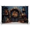 Mocsicka Christmas Door Background For Photography Starry Sky House Tree Gift Baby Shower Backdrop Shooting Decoration Photocall