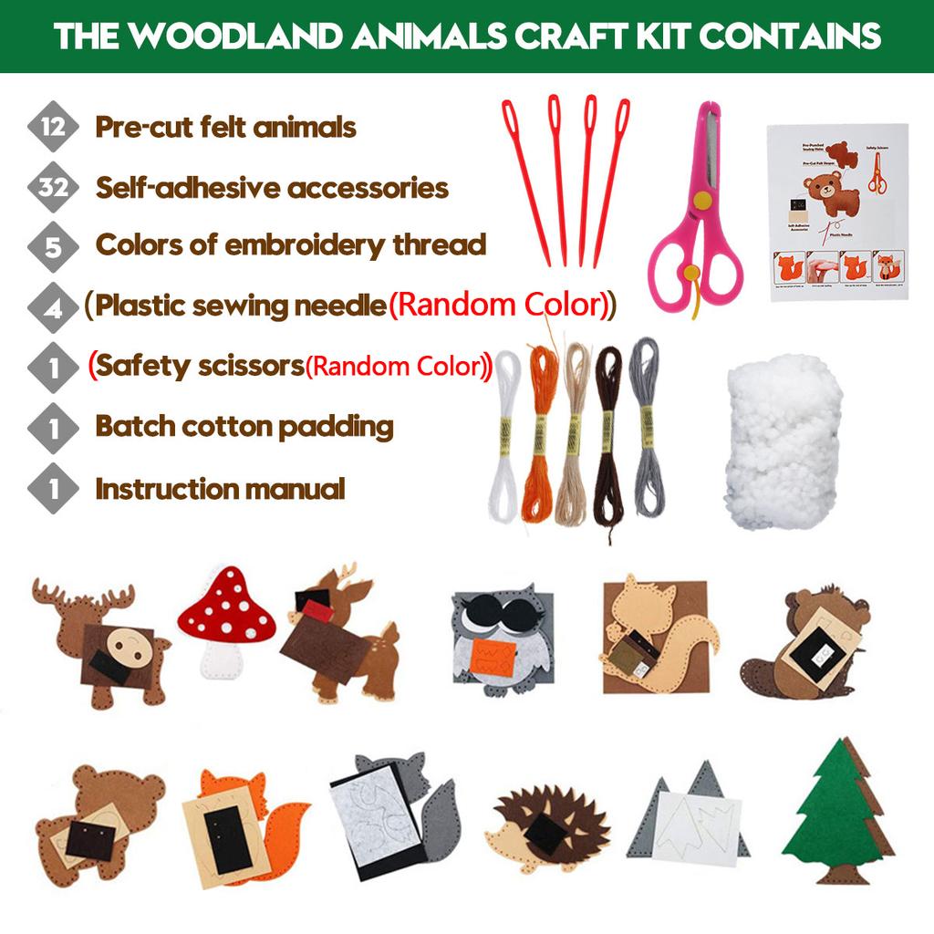 New DIY Sewing Animals Craft Kit Forest Creatures DIY Sewing Felt Plush Animals For Kids Beginners Sew Kids Art Christmas Gifts