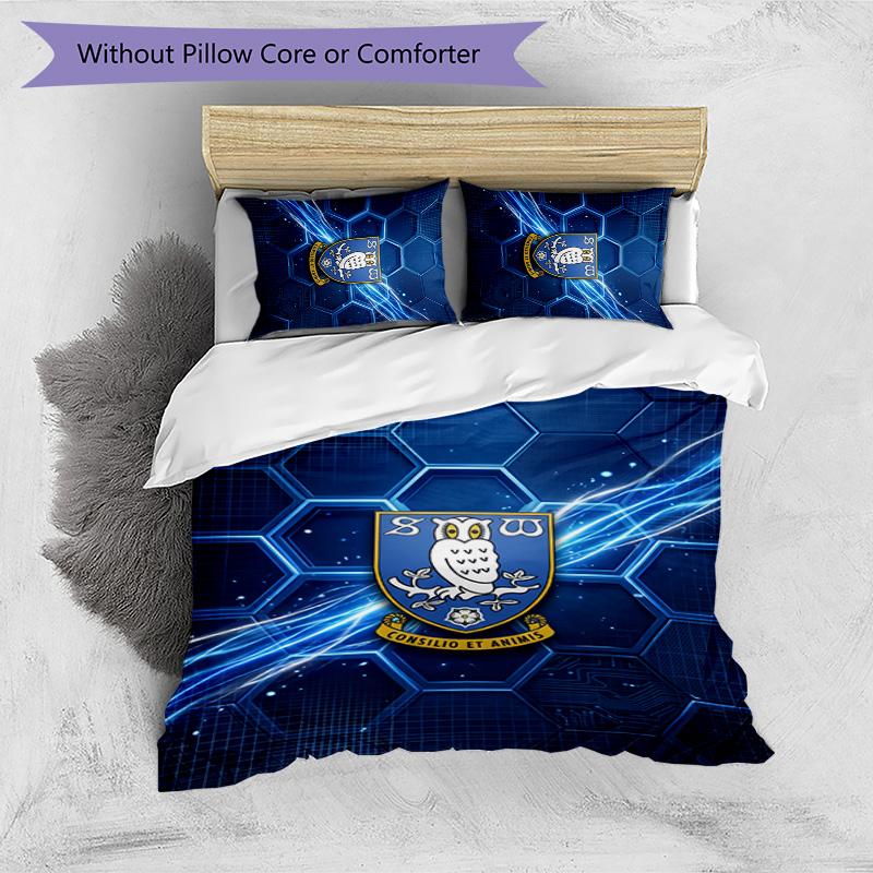 Sheffield Wednesday Football Printed 3 Pieces Bedding Set, Comfortable Skin Friendly Bedroom Duvet Cover Set