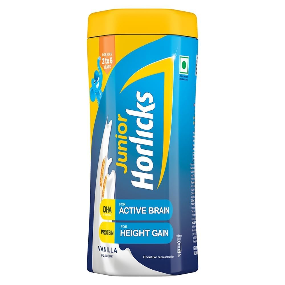 Horlicks Junior Vanilla Nutritional Drink For Toddlers 500 Gm Jar With Vitamins And Minerals