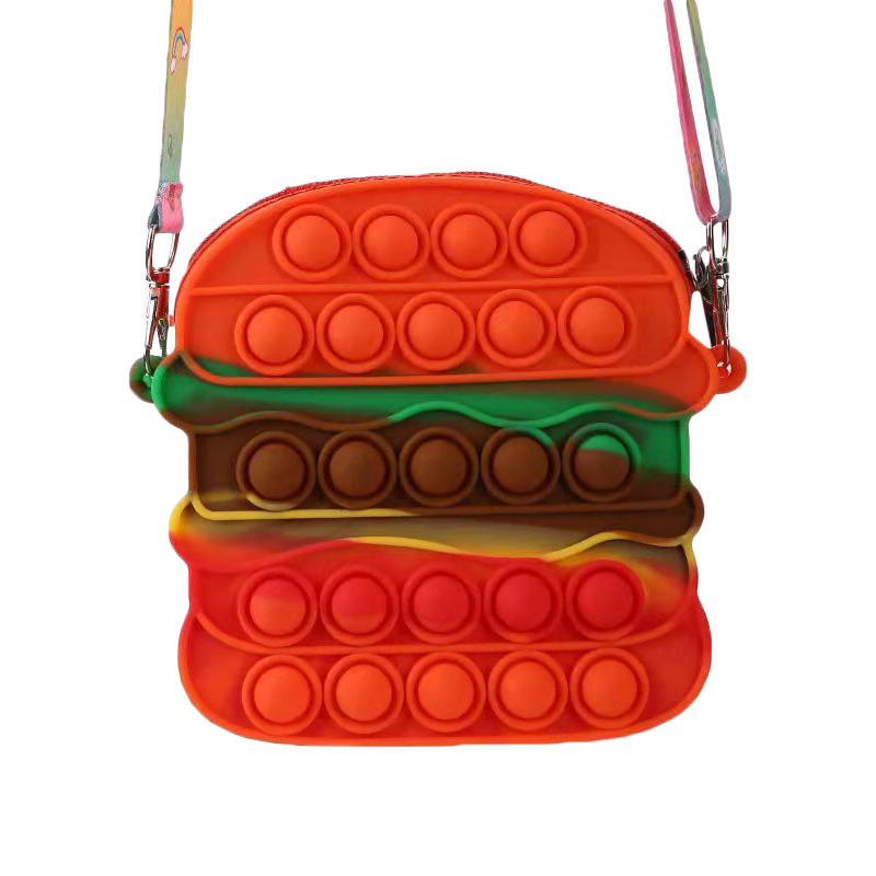 

Pop It Hamburger Shoulder Bag Big Large Fidget Toy Simple Dimple Push Bubble Rainbow