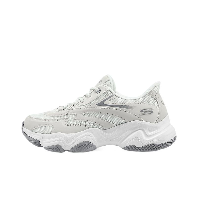Skechers DLites Panda Shoes Fashion Simple Trendy Aesthetic Thick Sole Increased Height Comfortable Versatile Low Top Dad Shoes 117687-LTGY 36