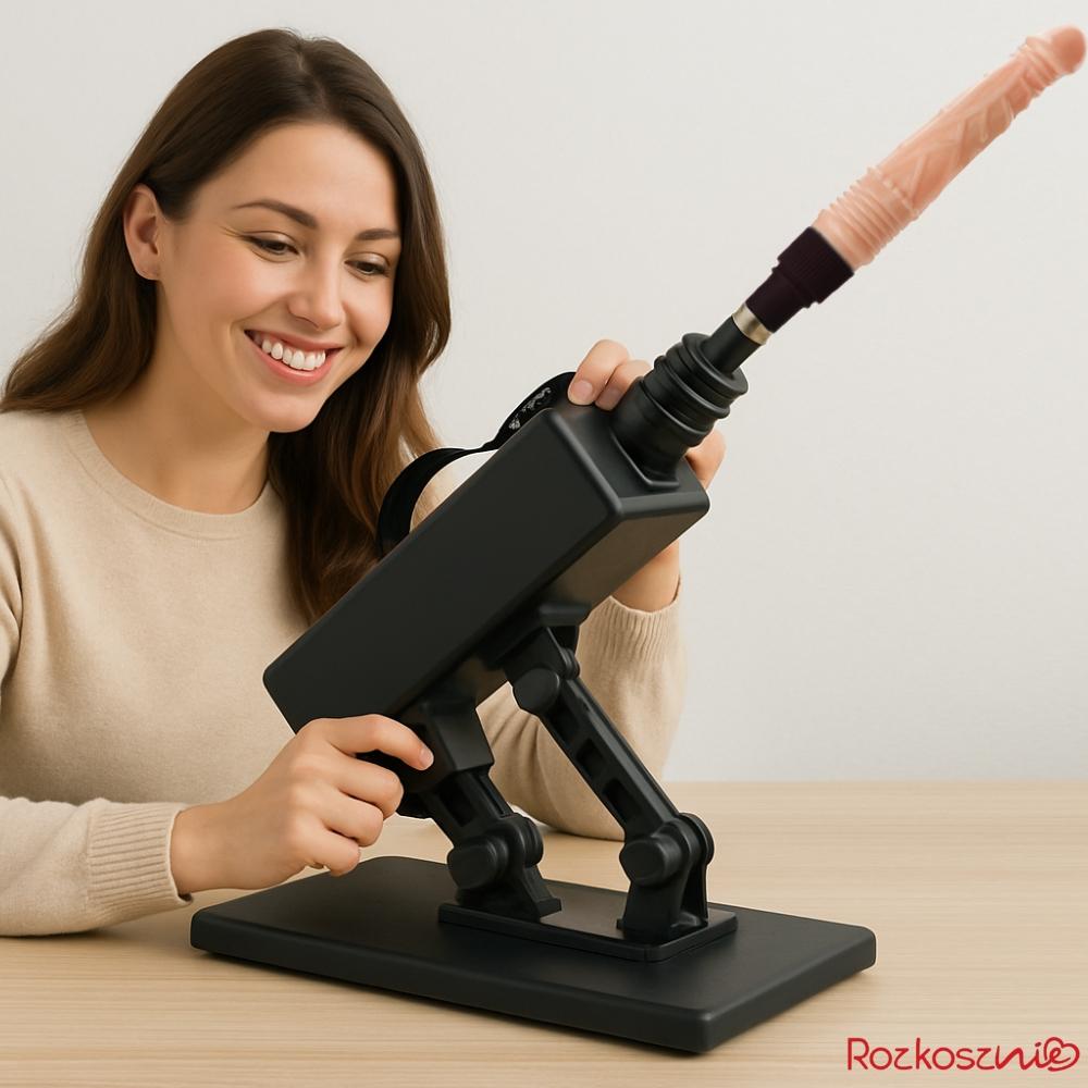 Sex machine with 3x penis dildo anal vibrator adjustable 420 movements masturbator