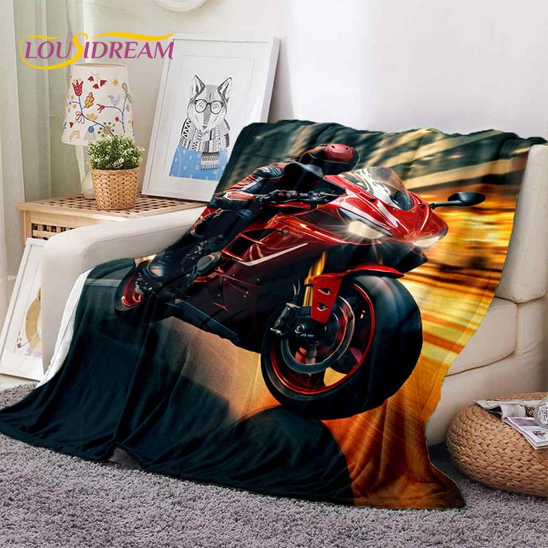 Motocross Motorrad Weiche Decken, Warme Kuscheldecke Bequeme Decke für Picknick Betten Sofa Zuhause Schlafzimmer Wandergeschenk