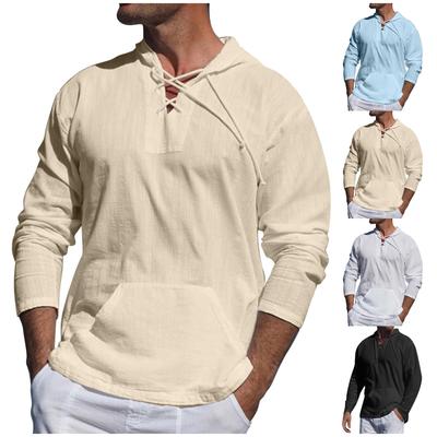 Men, Long-sleeved Men, Casual And Fashionable, Cotton And Linen, Round Neck, Long Cotton And Linen, Seaside