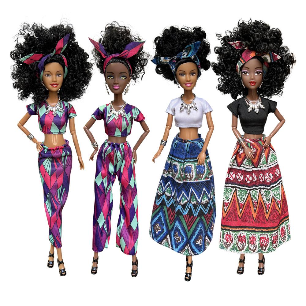 Multi-articulated Black Skinned African Doll