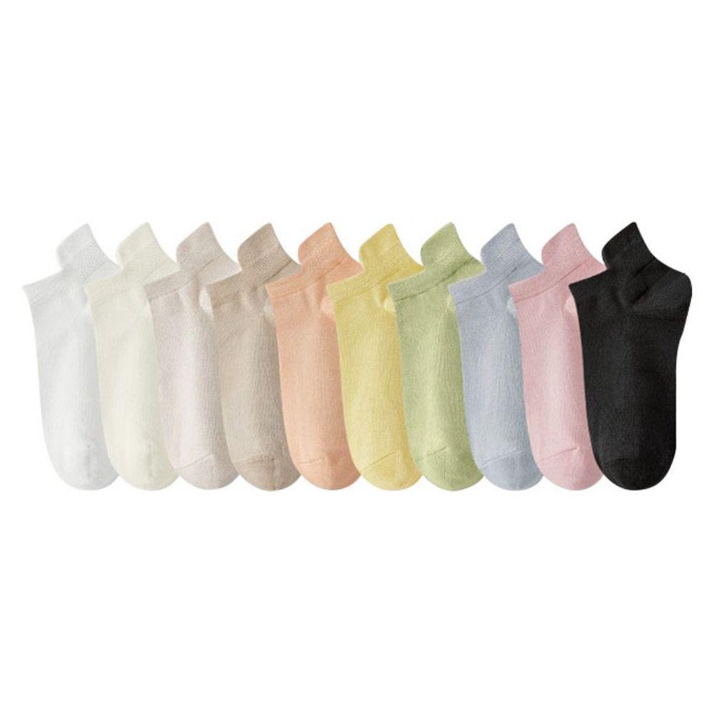 10Pairs Korean Style Invisible Boat Socks Candy Color Ear Lifting Socks Mesh Short Socks  Daily