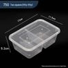 Disposable 750ml Two-Compartment Plastic Meal Box