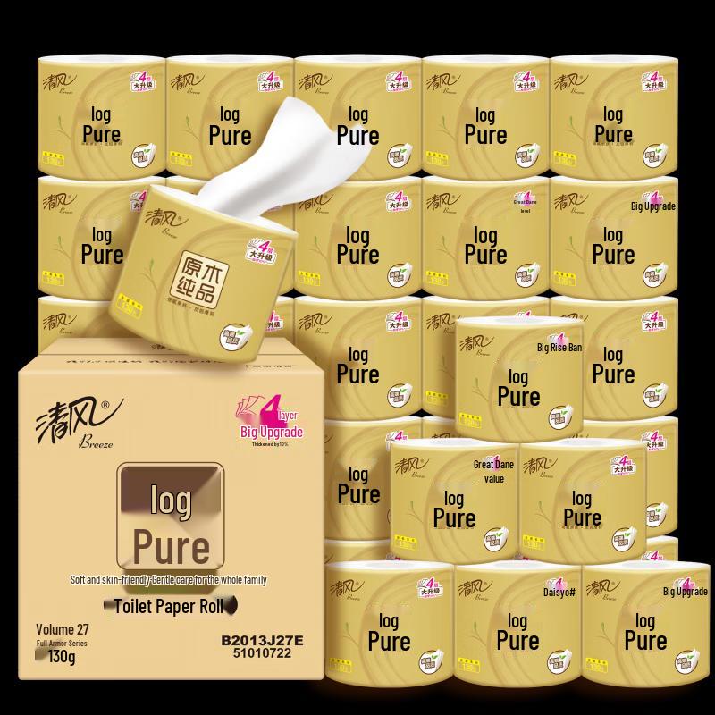 Qingfeng Pure Wood 4-Ply Toilet Paper Rolls