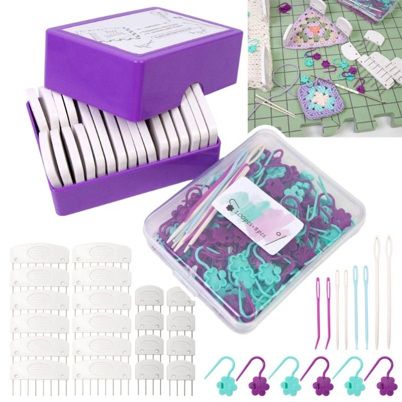 Knit Blocking Comb Set Stitching Markers Blocking Knit Combs Set Large Eye Knitting Needle for Needlework Projects