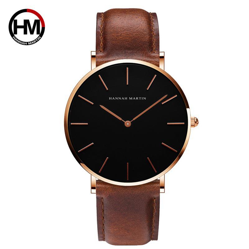 Men's Minimalist Waterproof Leather Strap Quartz Watch