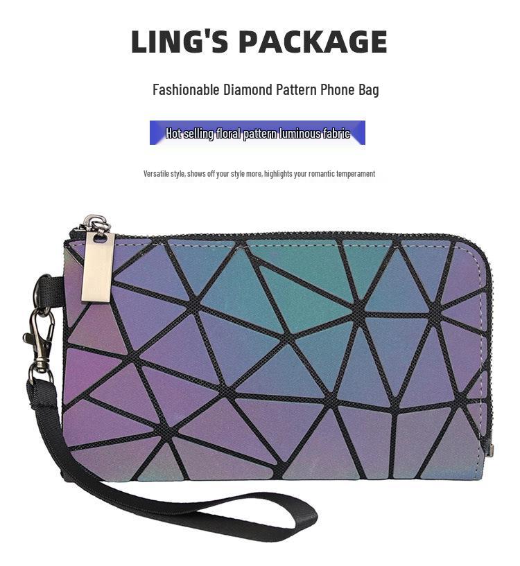 Pochette Geometrica Floreale Iridescente da Donna Luminosa - Tendenza, Cambia Colore, alla Moda con Zip