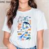 New Women Shark T Shirt Watercolor Shark Shirts,Manta Ray, Marine Creatures, Whale Print Tshirt,Summer Beach Vacation Tshirt Top