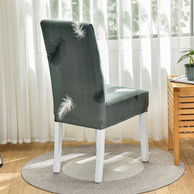 Elastic Printed Chair Cover Feather Pattern Stain-Resistant Durable Chair Cover Universal Study Living Room Dining Protector