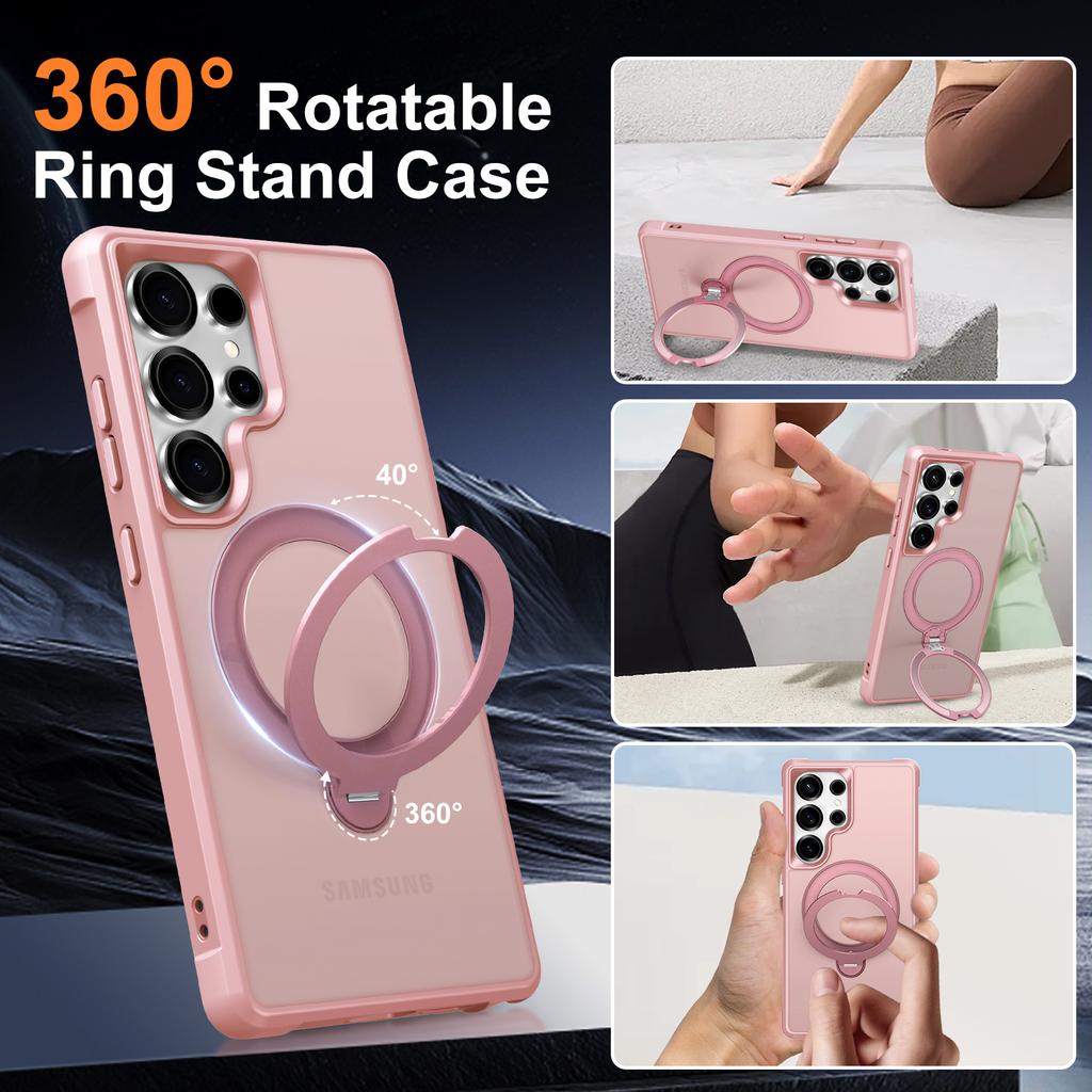 For Samsung Galaxy S25 Ultra Magnetic Case Kickstand TPU PC Shockproof Phone Back Cover