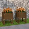 Day and Night - Day and Night Planter 2 Pcs Solid Honey Brown Pine Wood 40x40x52.5 Cm