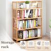 4-Tier Bamboo Bookshelf Multi-Function Storage Shelves Reusable Free-Standing Display Rack for Bathroom Kitchen Living Room