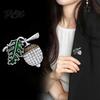 Acorn Brooch Pin Bling Rhinestone Brooch, Green Leaf Decorative for Suits Coats Bags, Jewelry Accessory Men Women Outfits