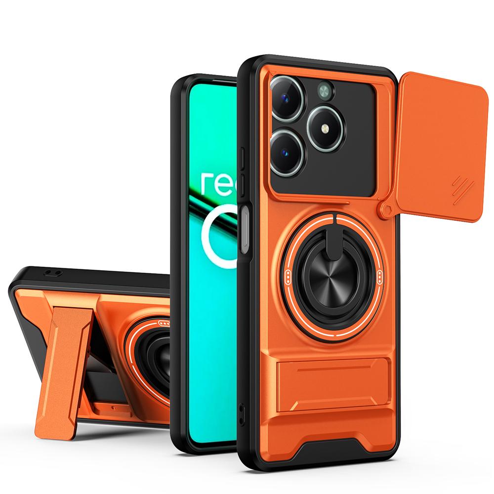 KEYSION Magnetic Phone Case for OPPO Realme C61 C63 Slide Camera Protection Upright Kickstand 360 Ring Shockproof Back Cover