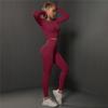 Traje de encaje perfecto para mujer, conjunto de Yoga, chándal de gimnasio de cintura alta, mallas con fruncido en la parte de atrás, ropa deportiva