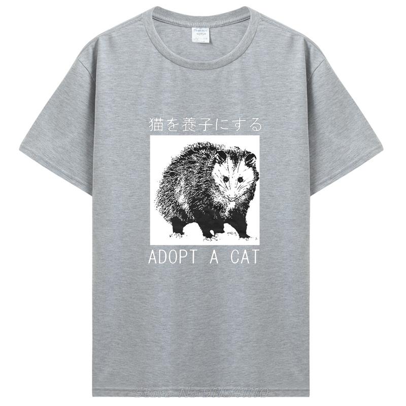 Adopt A Cat Opossum Japanese TShirt Fashion Casual Fitness T Shirt Cotton Tops Tees Unisex S Clothing Oversized Unisex Tshirt