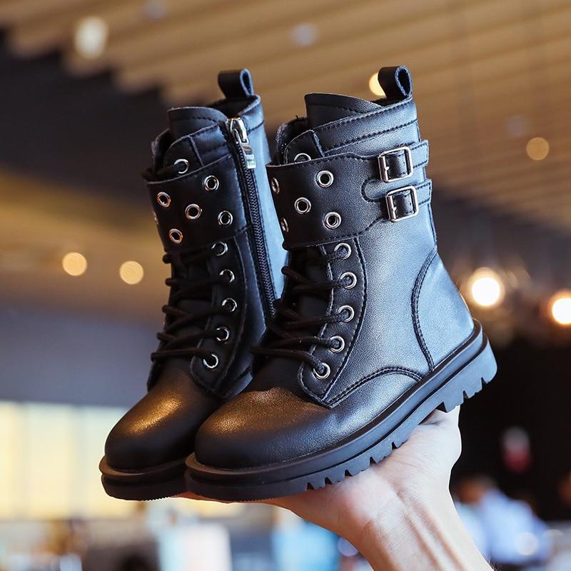 Autumn Winter Girls Boots Children Tide Boots for Big Kids Girl Motorcycle Boots Fashion Warm Cotton Rubber High Quality