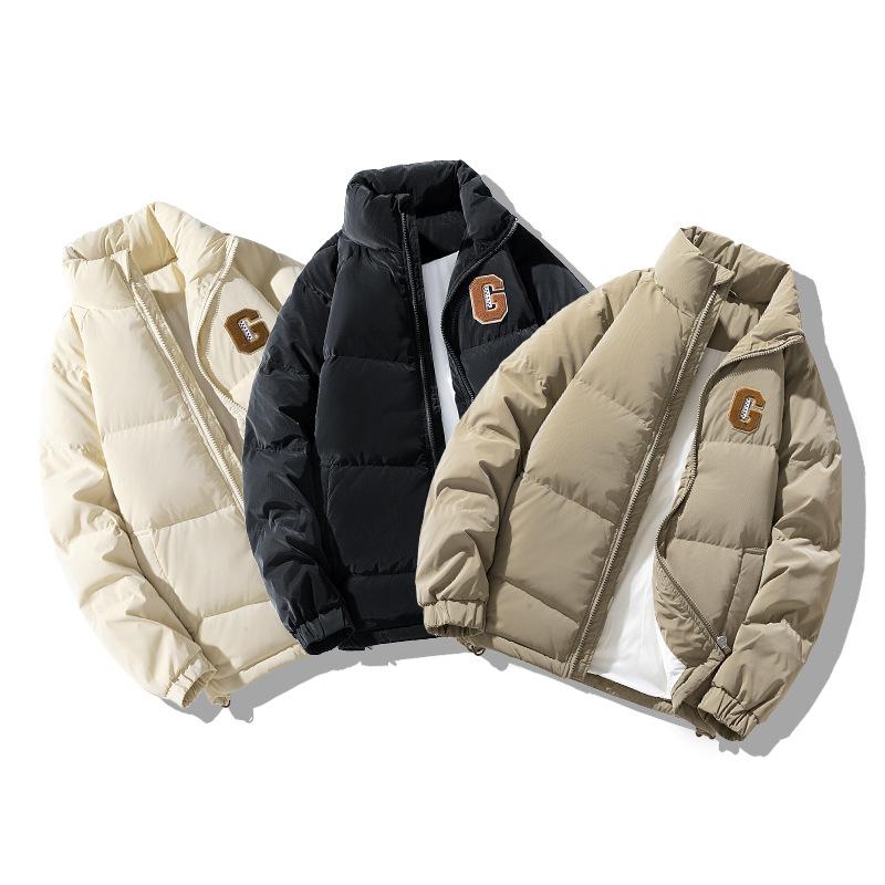 Hvit andedunsjakke Herre Vinter Fortykket Ståkragejakke Parplagg